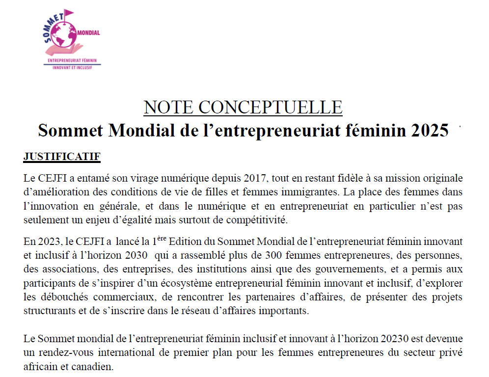 Termes de référence du Sommet mondial